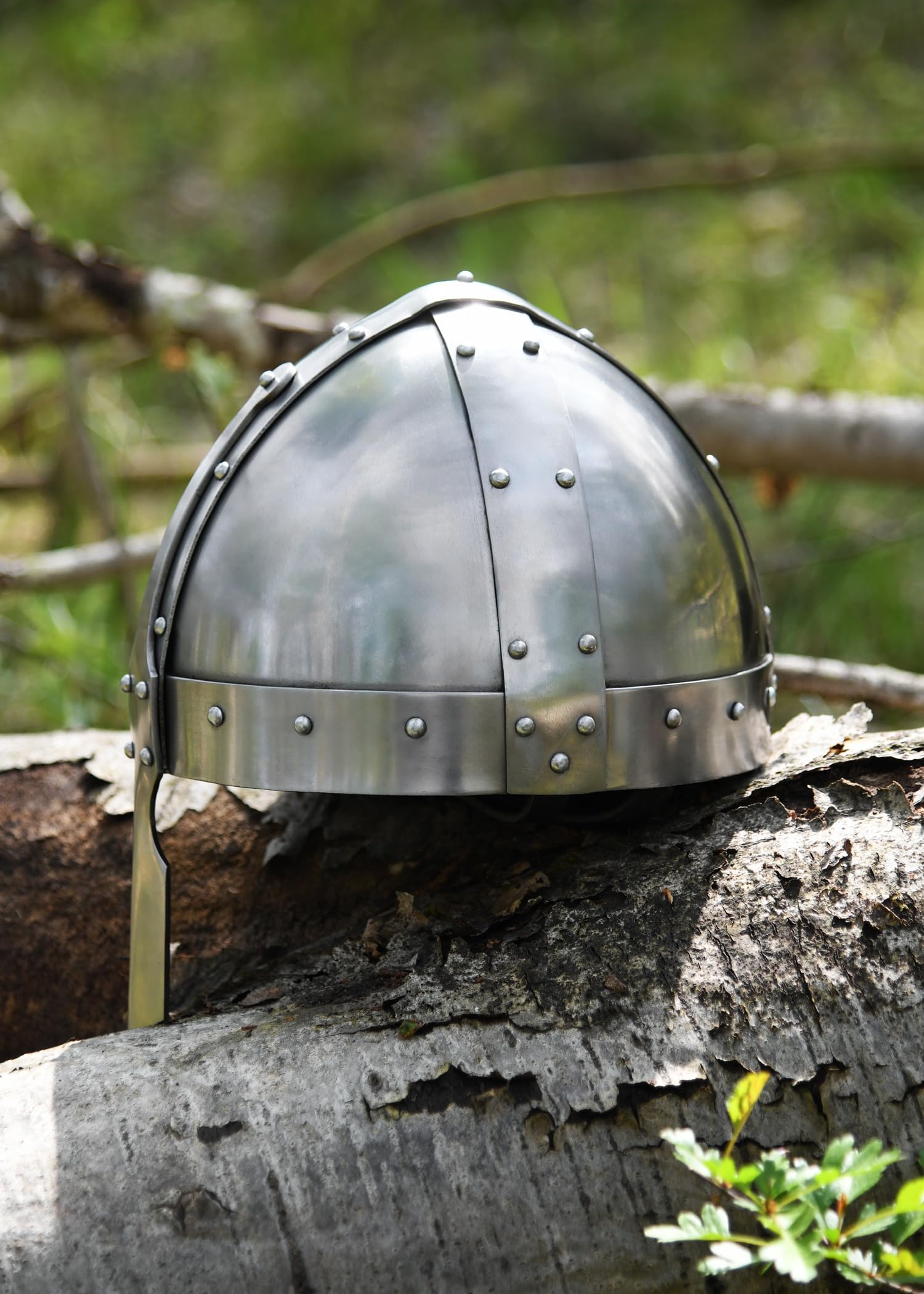 Ulfberth - Spangenhelm mit Polster und Riemen - Wikinger Helm aus 2 mm Stahl mit verstärktem Nasal - Schaukampf-tauglich
