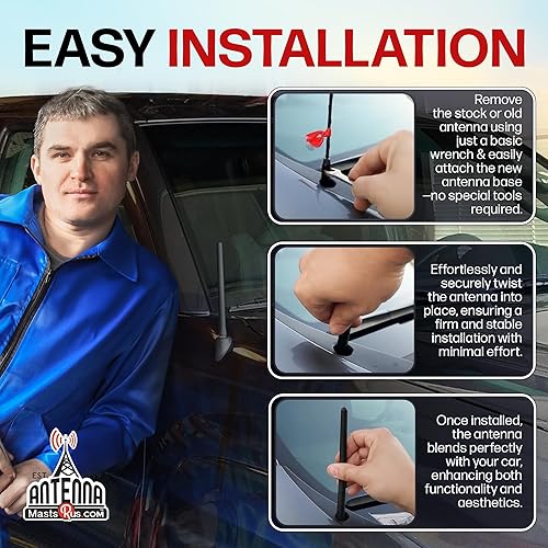 Miniatura 7 de Antena de repuesto para Toyota Tacoma 1995-2015, AntennaMastsRus, Negro