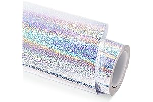 Holographic Sparkle Silver Vinyl Glitter Adhesive Craft Vinyl, Measuring 12 Inches by 6 Feet