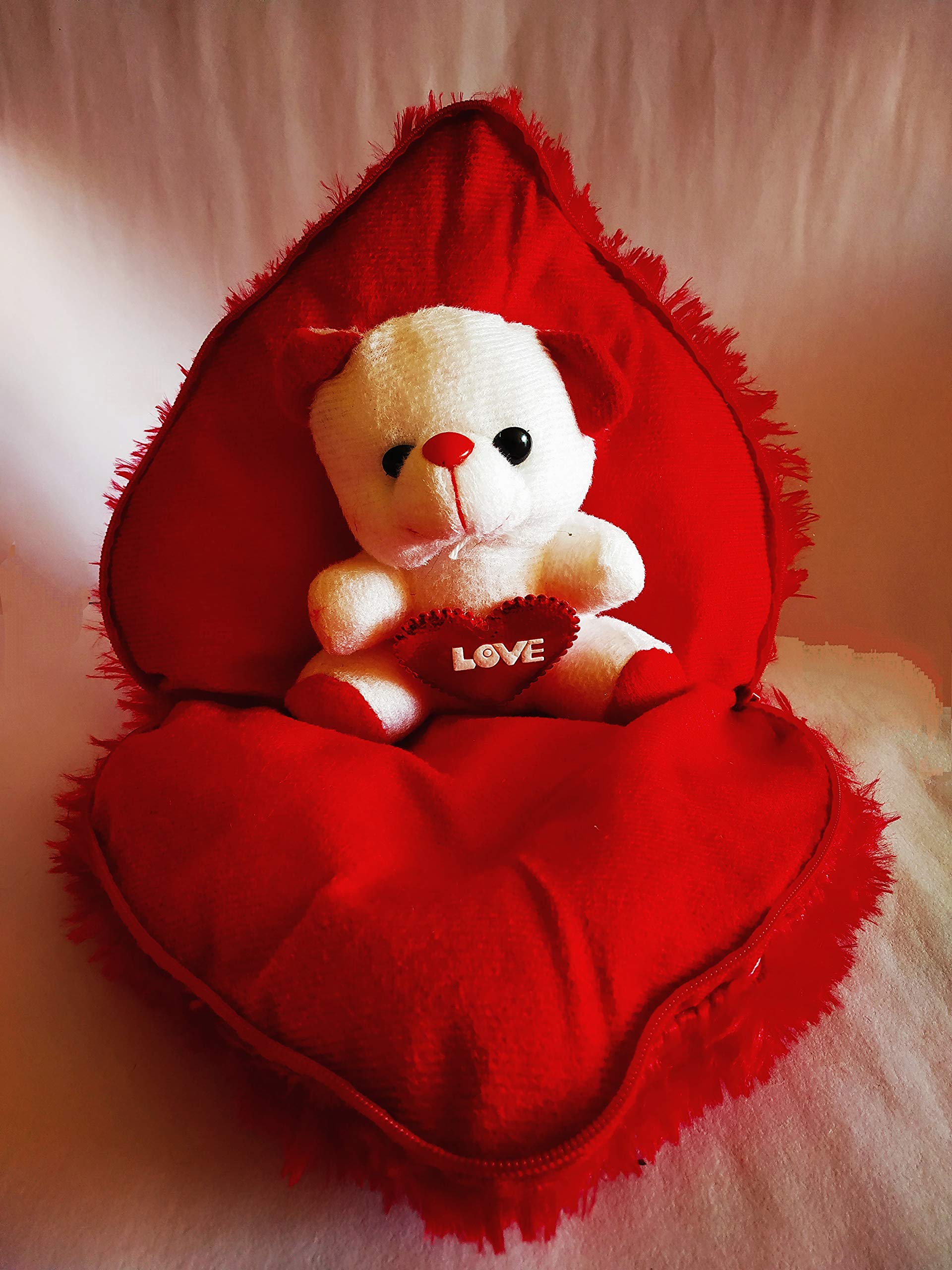 Love Heart, Small, Single Teddy, with Zip : Amazon.in: Home & Kitchen