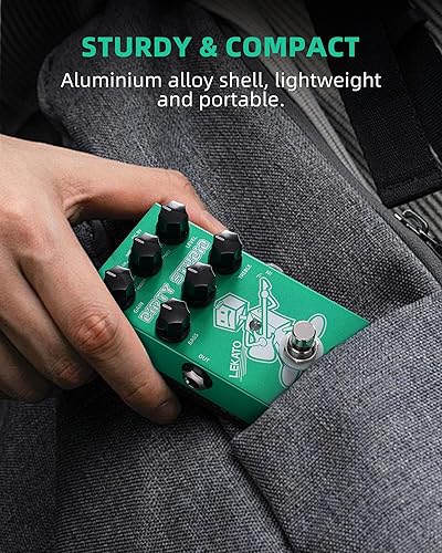 Vista 14 de LEKATO Pedal de afinador de guitarra con True Bypass, pedal de afinador cromático para guitarra eléctrica y bajo, pedal de afinación a