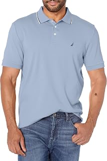 Nautica Men's Classic Fit Short Sleeve Polo Shirt with Dual Tipped Collar - 100% Breathable Cotton