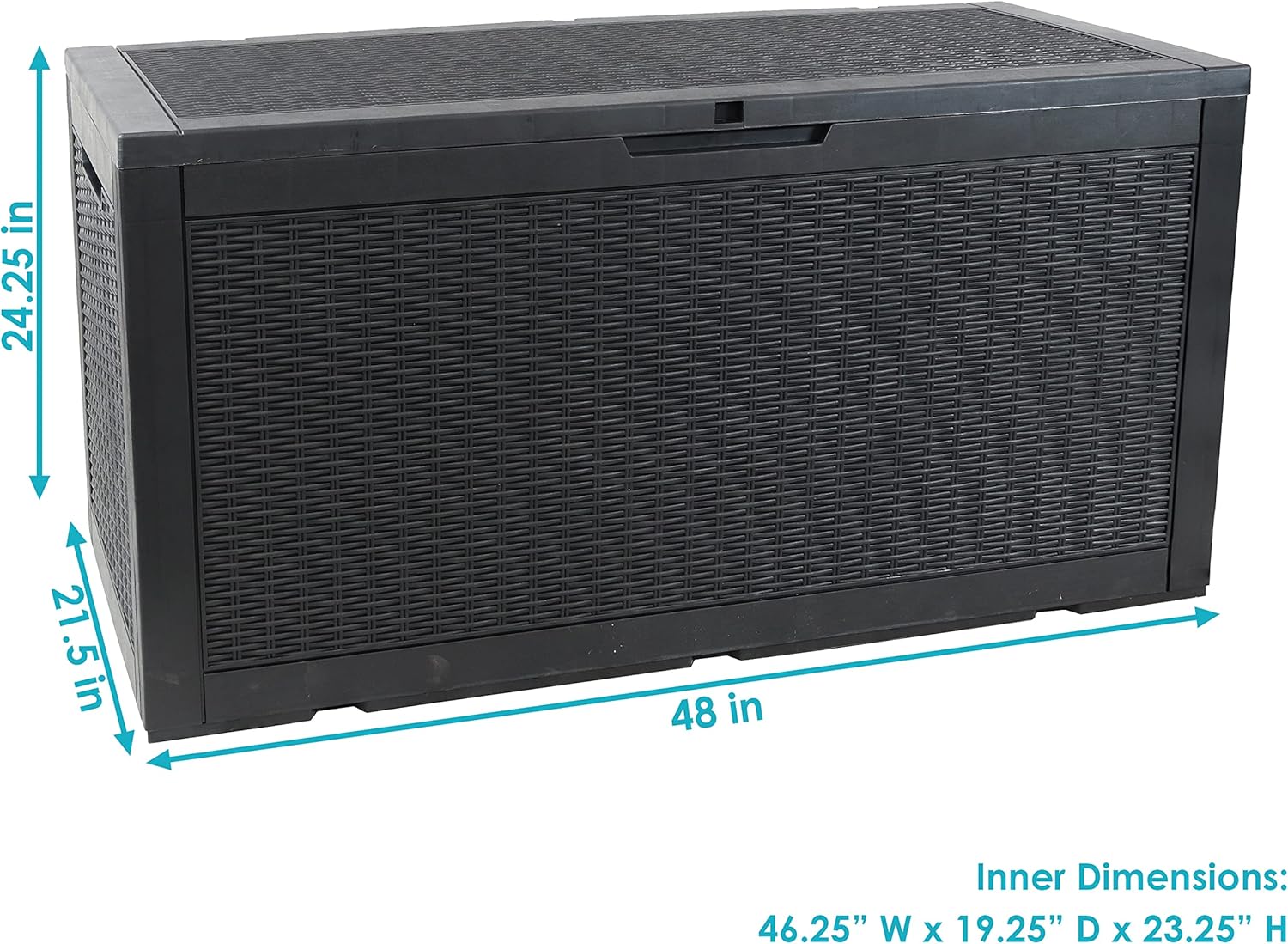 Sunnydaze Outdoor Deck Box - Lockable Package Delivery Box - Weather-Resistant Outdoor Storage Bin - 100-Gallon Faux Resin - Phantom Gray