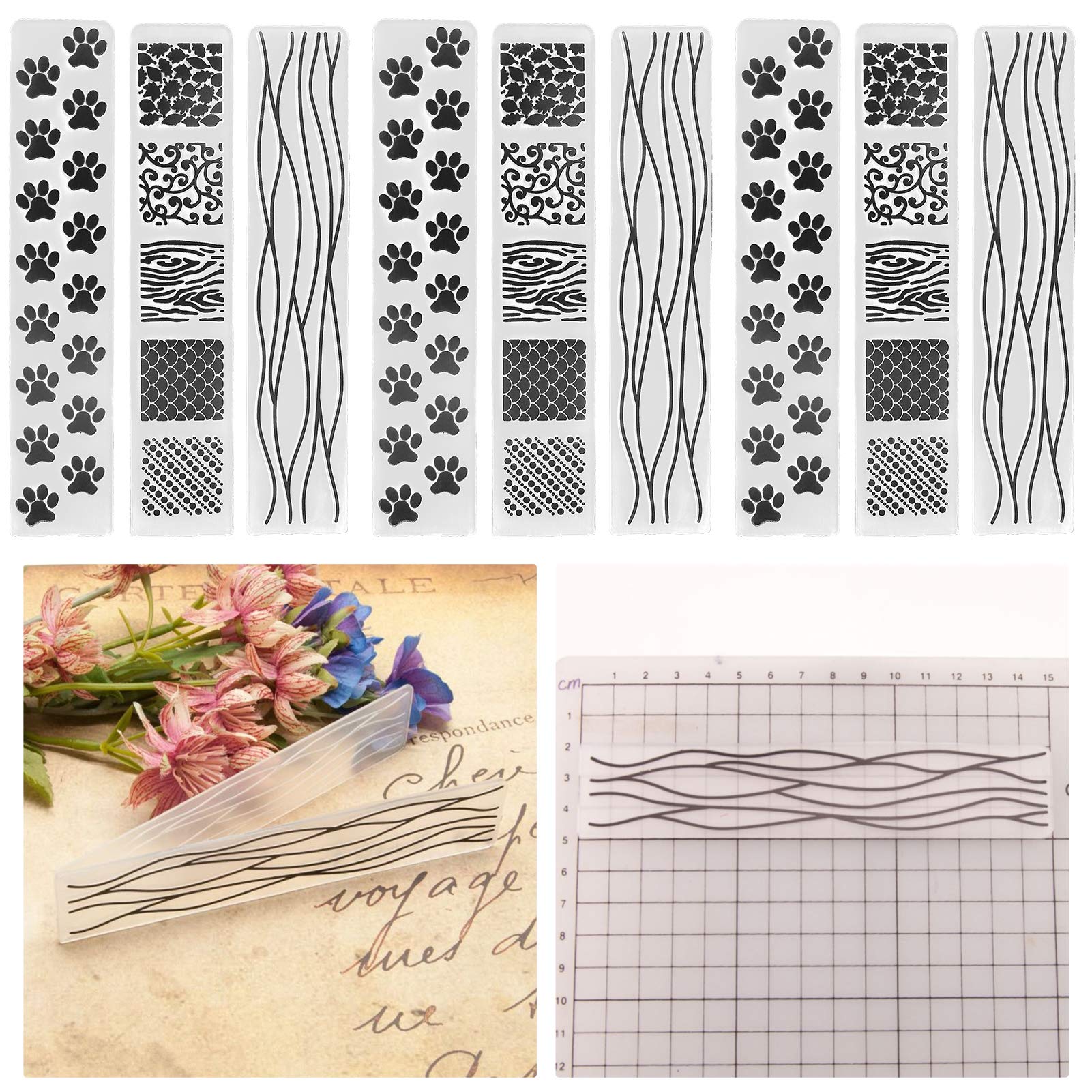 Embossing Template, Scrapbooking Embossing Folders, Embossing Folders, 9Pcs Plastic Embossing Folders Easy to Use, Envelopes for Invitations Cards Paper Crafts