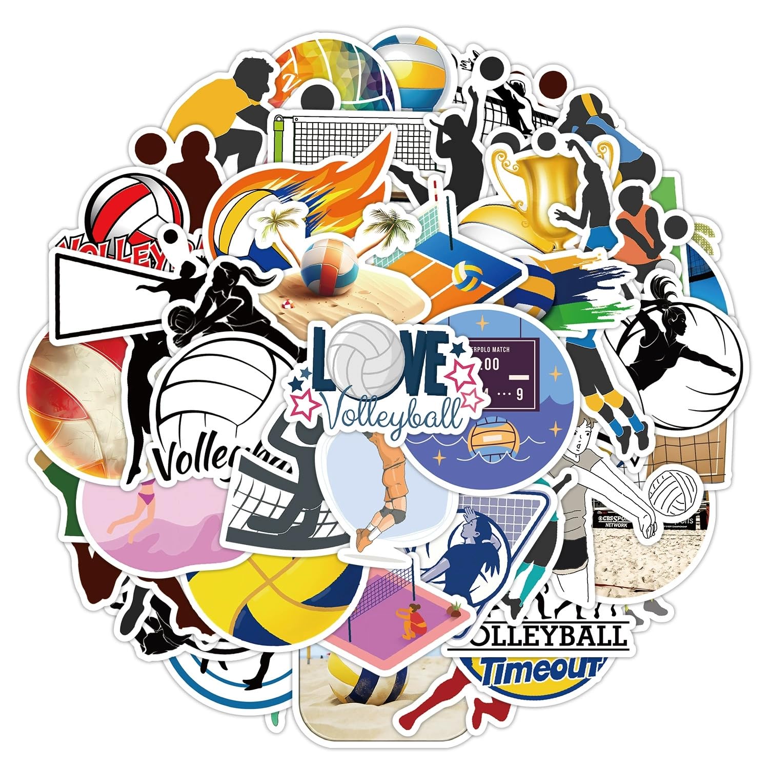 50 Pcs Volleyball Stickers for Kids Teens Adults Boys Girls Gift,Motivational Volleyball Stickers Pack for Laptop,Skateboard,Luggage,Car,Bike,Cup,Computer,Water Bottle Decor,Vinyl Waterproof Stickers - Image 3
