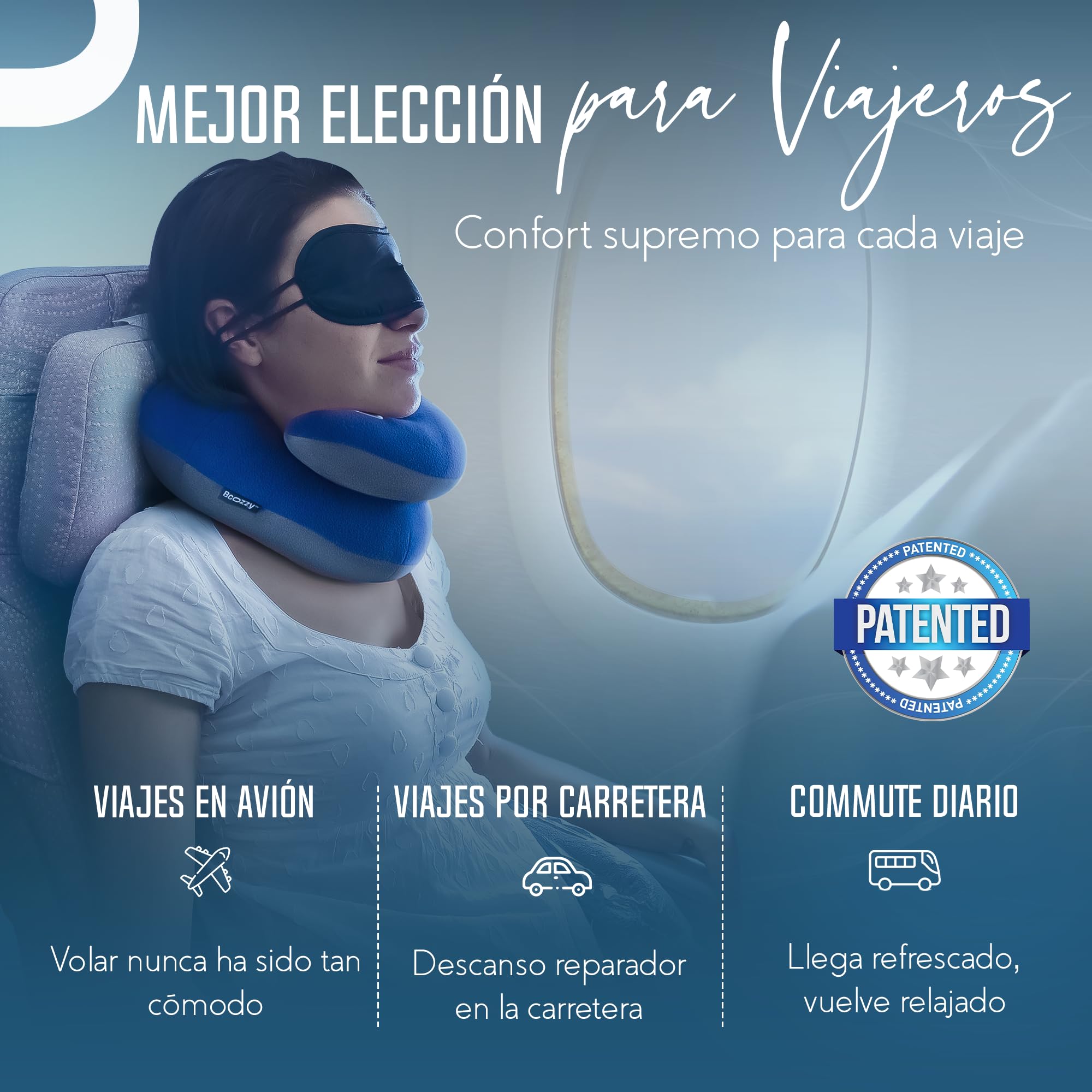BCOZZY Reisekissen Nacken 2er-Set – XL Schwarz & XL Navy – Patentierte Rundum-Nackenstütze – Komfort für aufrechtes Schlafen im Flugzeug & Auto