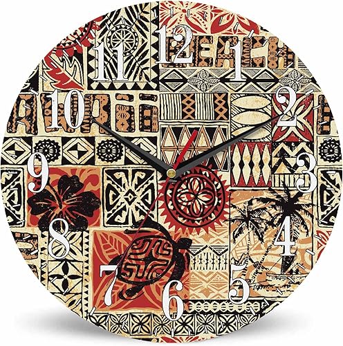 Miniatura 10 de Mxocom Reloj de pared con mapa de África, patrón étnico del mundo, 10 pulgadas, silencioso, sin tictac, funciona con pilas, reloj redondo vintage