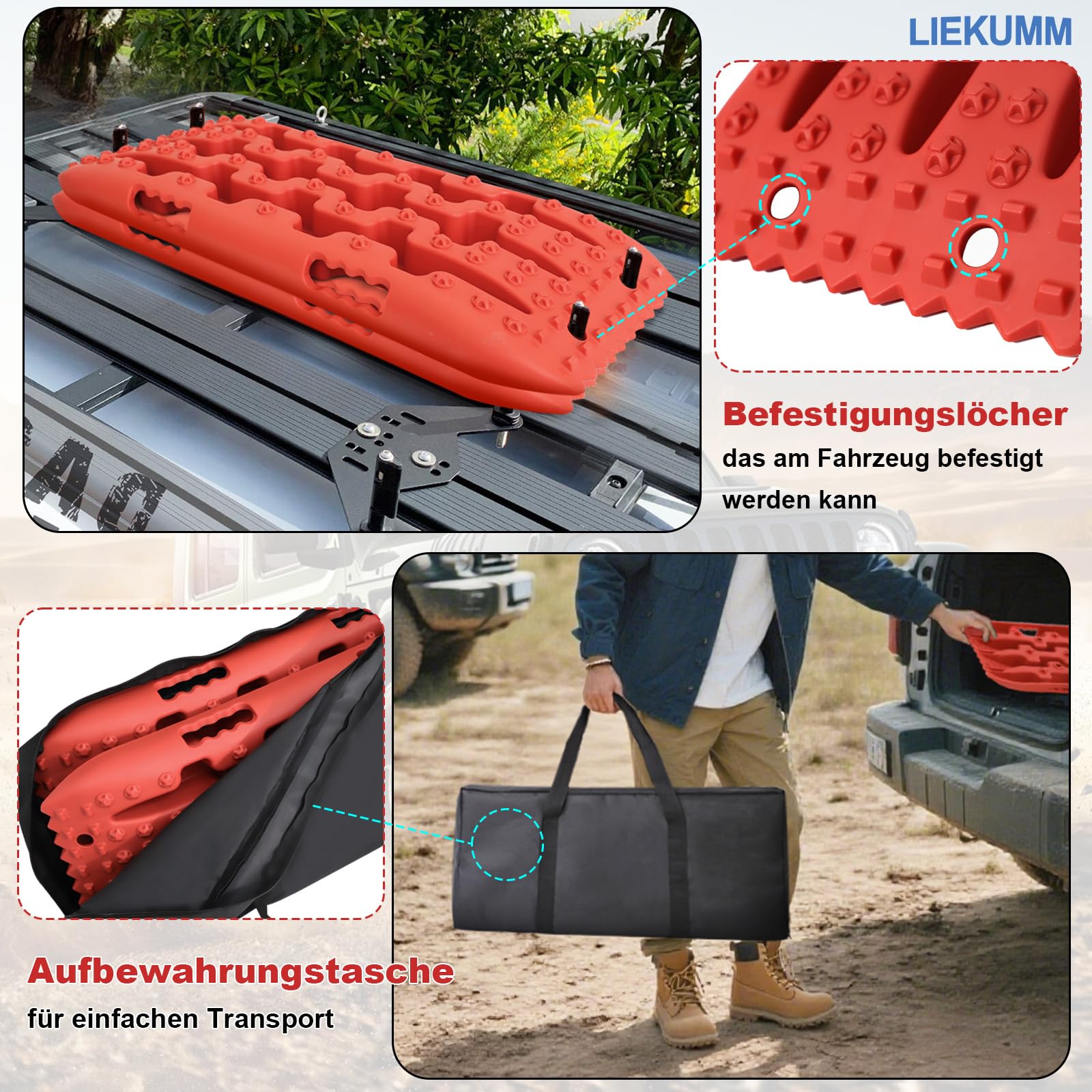 LIEKUMM 2 piezas de placas de arena, 69 cm Tamaño pequeño placas de arena para todo terreno para arena, lodo, nieve, 7 T ayuda al arranque para caravanas para coches, camiones, vehículos todo terreno