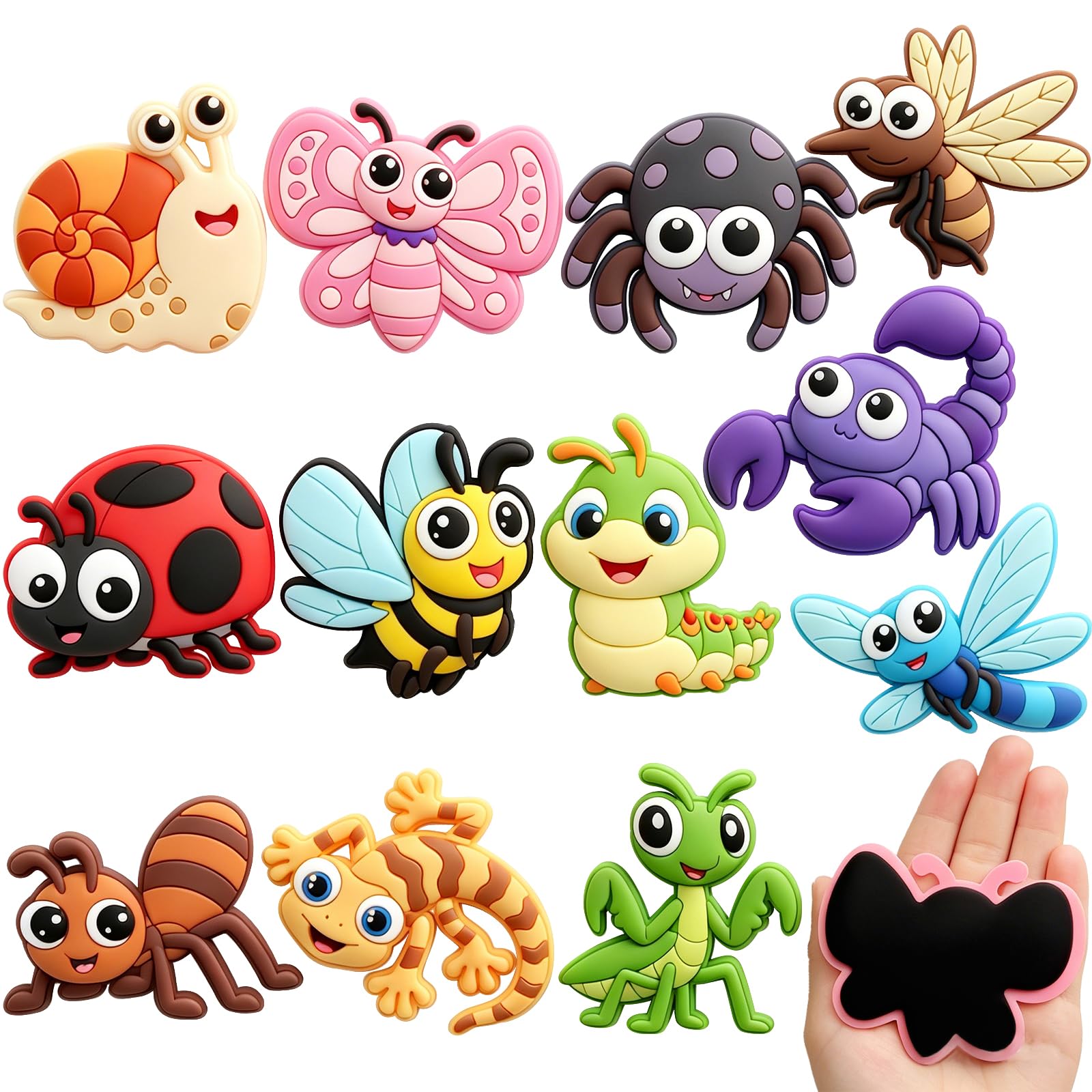 XIMISHOP 12PCS Insects Animal Fridge Magnets for Kids，Cute Cartoon Insects Animals Fridge Refrigerator Magnet for Kids Montessori Educational Fridge Magnets