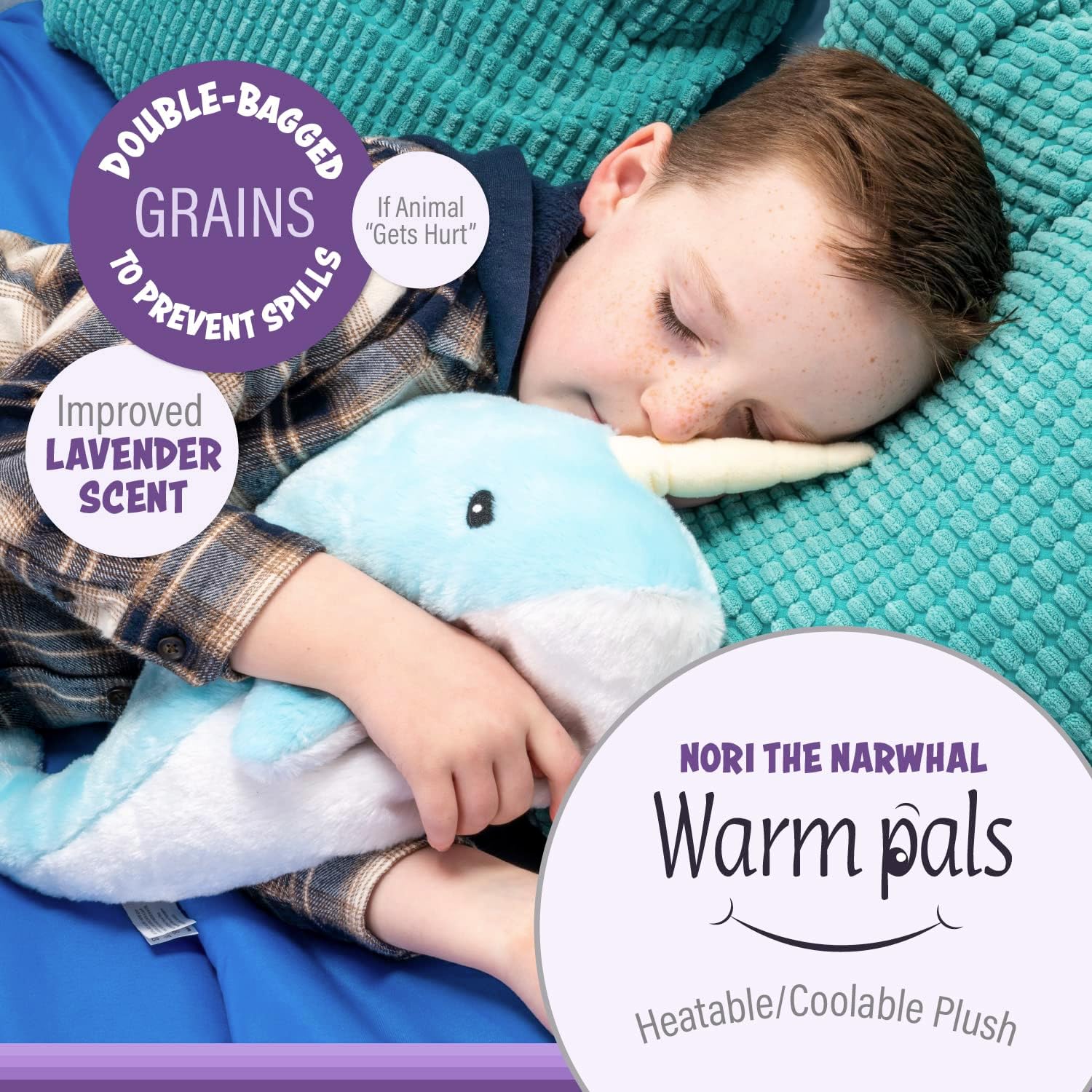 1i4 Group Warm Pals Microwavable Lavender Scented Plush Toy Stuffed Animal - Nori The Narwhal