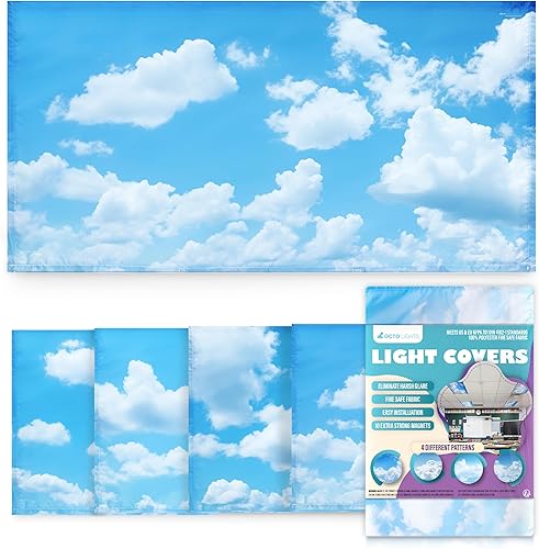 Fluorescent Light Covers for Ceiling Lights - Magnetic Cloud Cover for Fluoresce