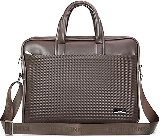 KENNETH COLE Unisex PU 15.6 Inch Laptop Bag | Premium Faux Leather, Padded Compartments | Textured, Professional Office Br...