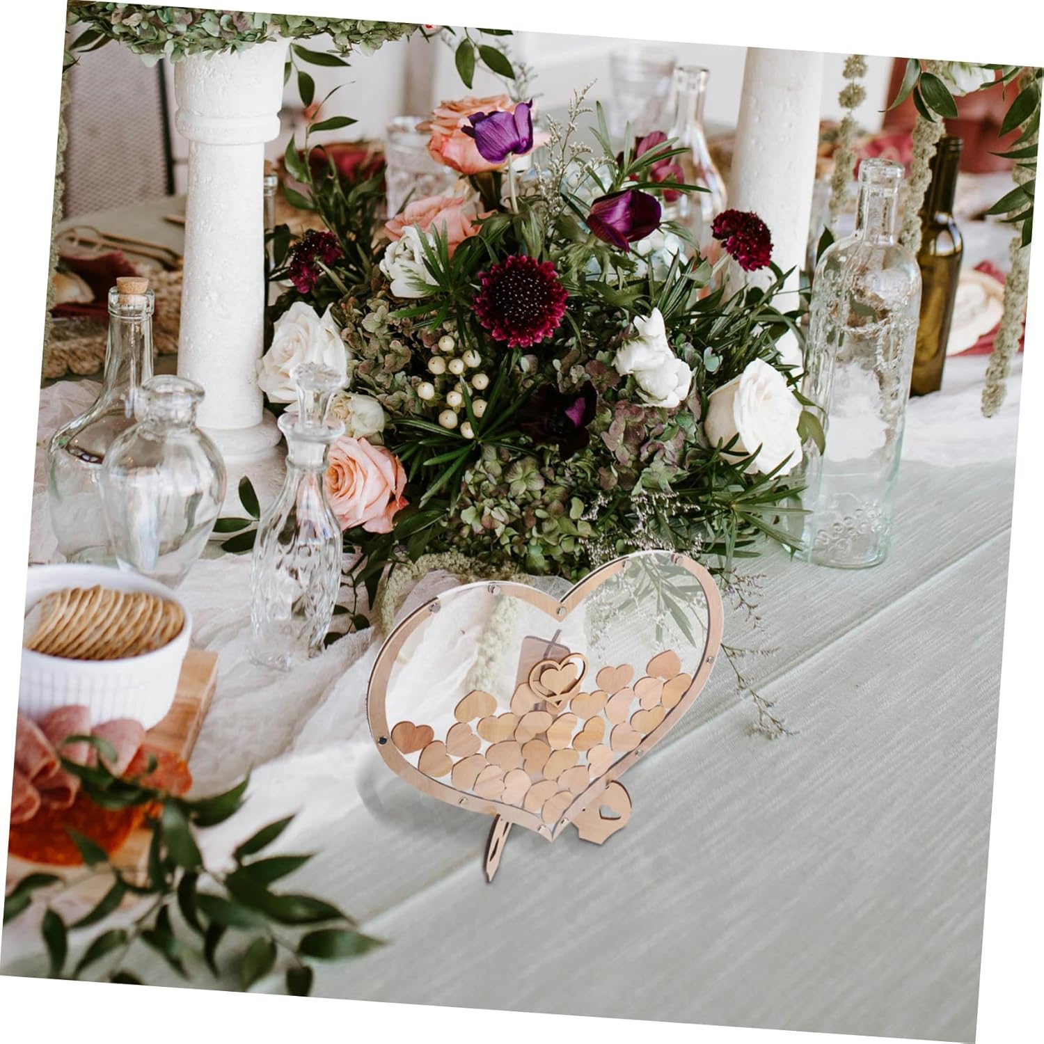 1 Set Rustic Heart Shaped Guest Book Unique Wooden Wedding Reception Table Decoration for Heartfelt Messages and Elegant Memories Meticulously Crafted for Romantic Events