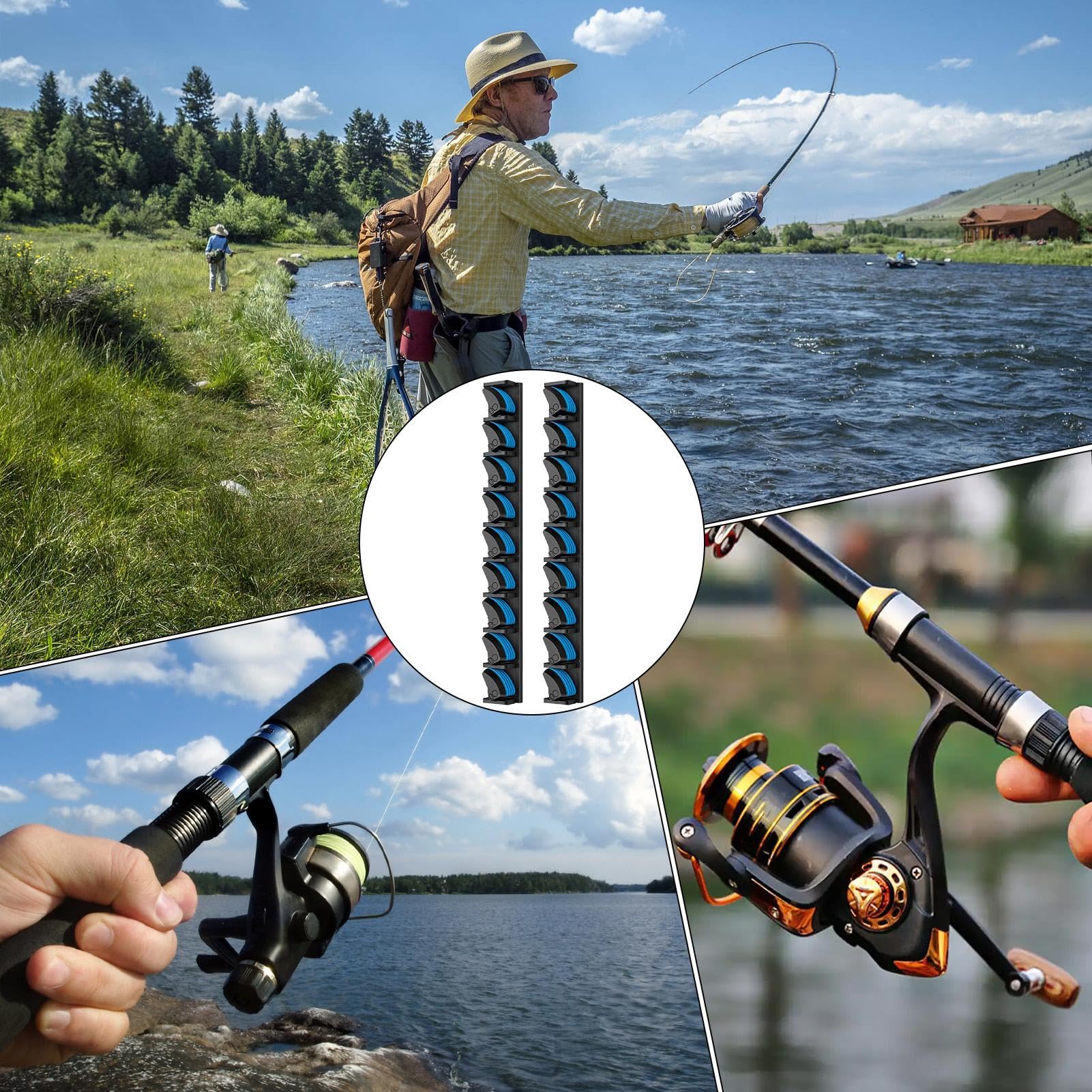 DESIGN COMPATTO SUPPORTO canne da pesca supporto verticale a parete