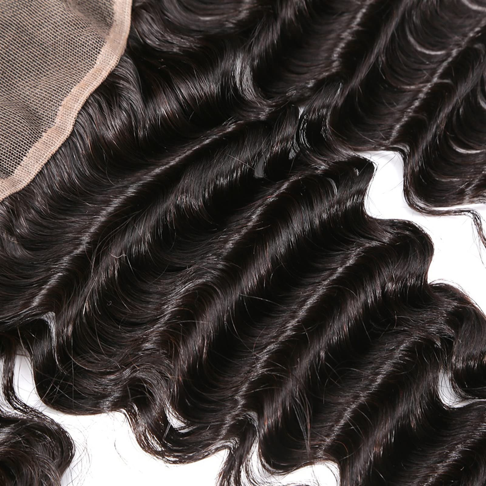 Tissage Cheveux Humain 8-40 pouces une onde de profondeur de cheveux brésiliens tisser 3/4 paquets avec une dentelle 4x4 vague d'eau frontale bouclés Bonds de cheveux humains et fermeture Naturel Natu