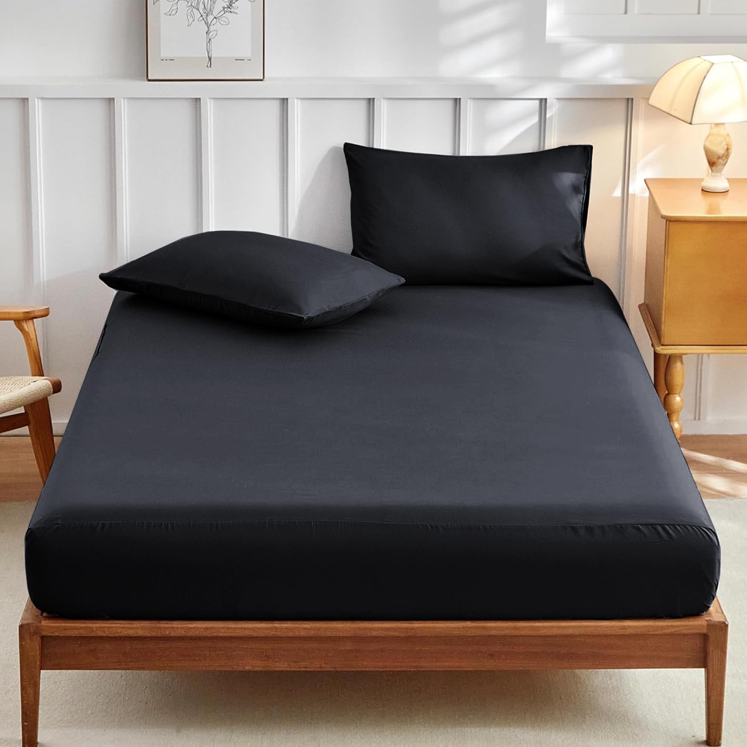 PRIME LINENS 4 Pcs Duvet Cover Set including Matching Fitted Sheet 30 cm Deep - Image 4
