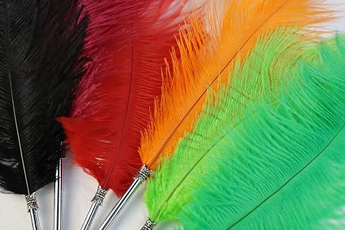 Miniatura 7 de Hermoso bolígrafo de pluma de avestruz para escritura de pluma de pluma de recepción de boda (azul cielo)