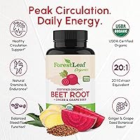Vista 2 de ForestLeaf USDA - Cápsulas orgánicas de raíz de remolacha – Suplemento de remolacha 1000 mg de extracto 20:1 con semilla de uva de jengibre – Apoya
