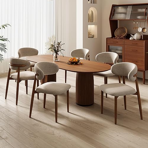 Miniatura 9 de Juego de 2 sillas de comedor para cocina, mesa de comedor de mediados de siglo, modernas sillas de comedor tapizadas de lino con patas de metal,