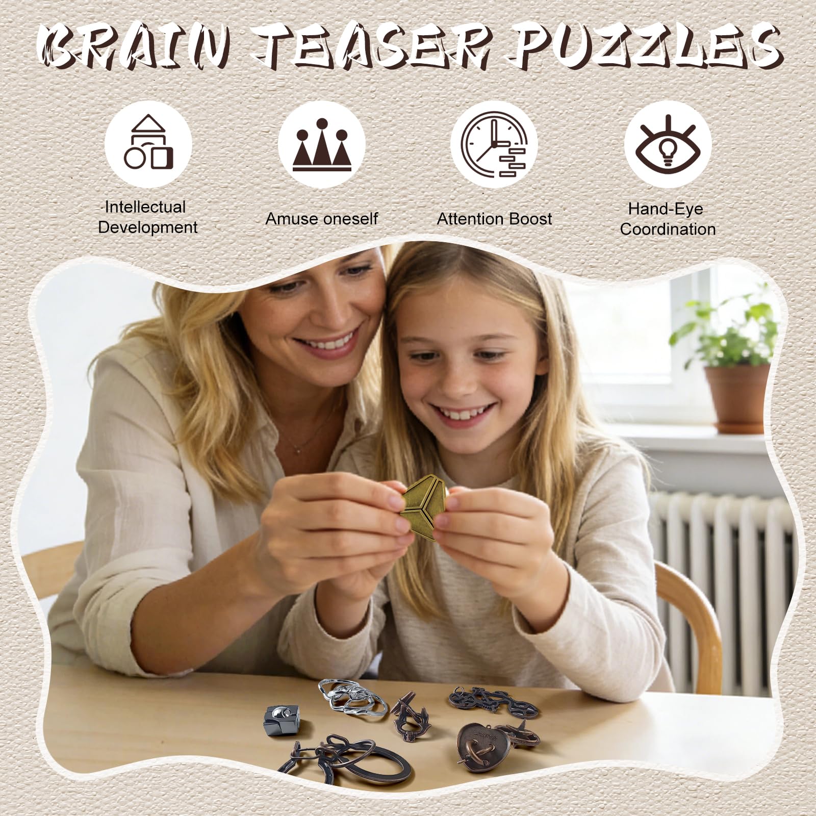 9pcs Rompicapo Metallo, Giochi Rompicapo Gioco Intelligenza, Rompicapi Giocattoli Educativo Metal IQ Puzzle Rompicapo Giocattolo Regalo per Adulti Adolescenti
