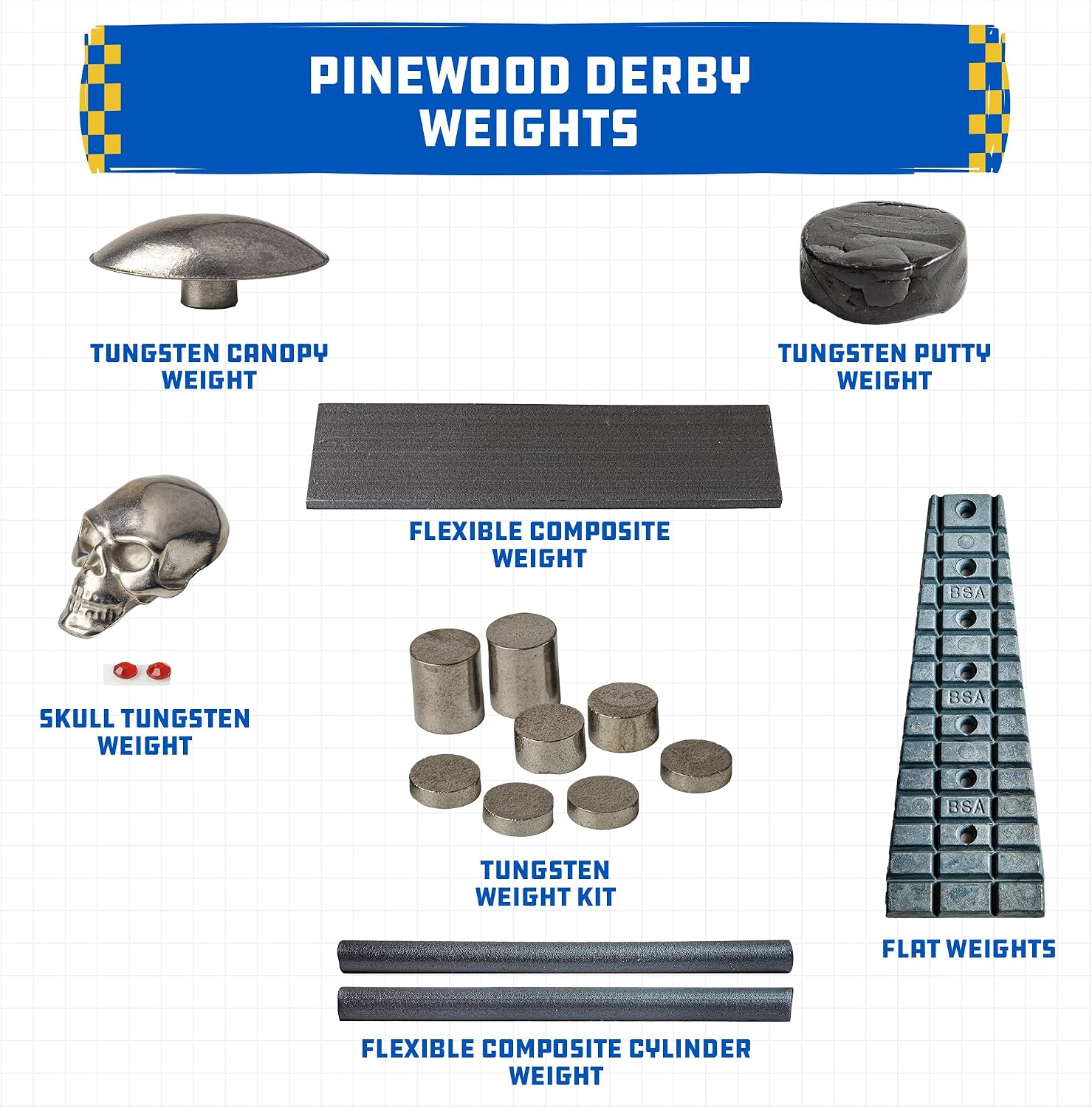 Pinewood Derby Flexible Composite Weight