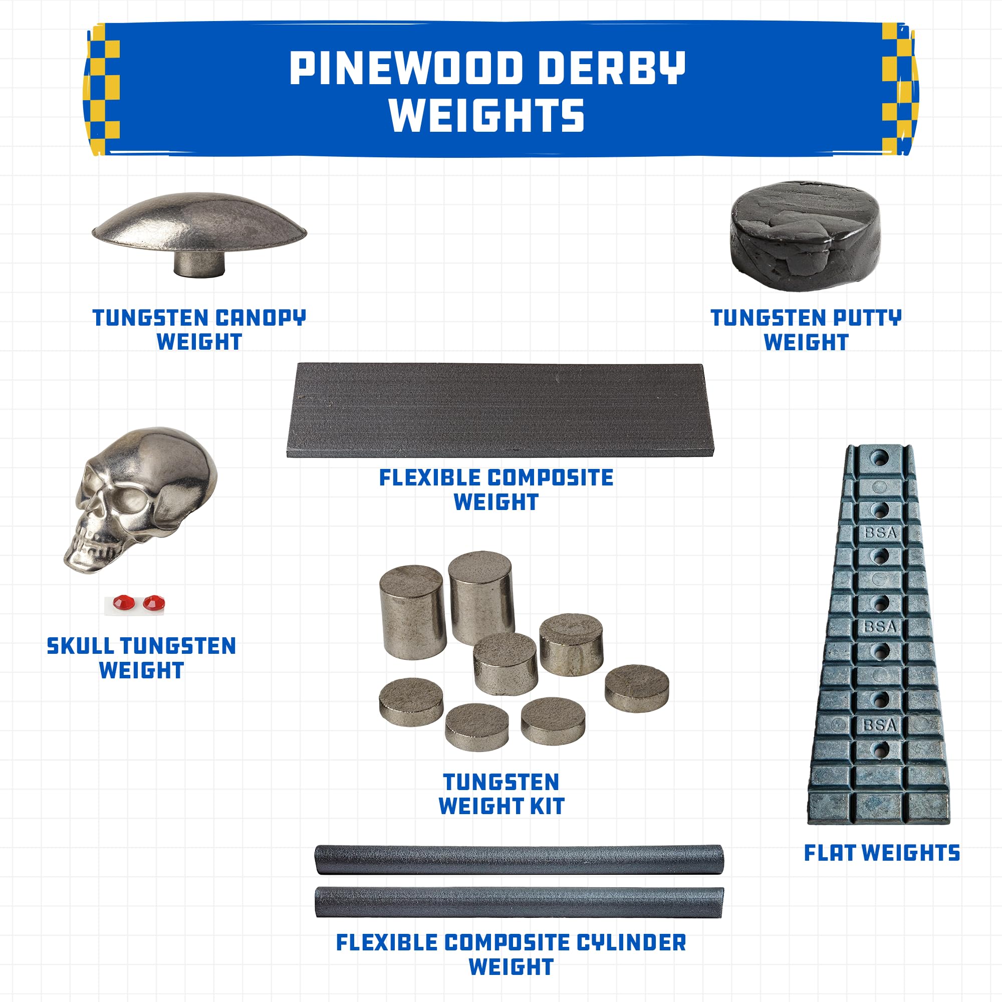 Pinewood Derby Flexible Composite Weight