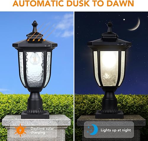 Vista 5 de KMC KMC IGHTING ST4322Q - Lámpara solar para poste de 120 lúmenes, aluminio fundido a presión, color negro con base de ajuste de 3 pulgadas, montaje