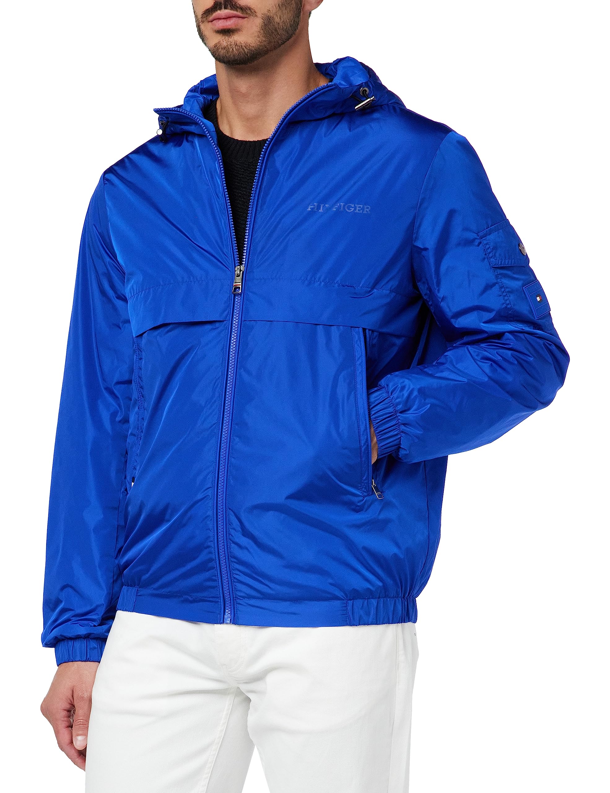 Tommy Hilfiger Men's Hooded Jacket for Transition Weather, Blue (Ultra Blue), L