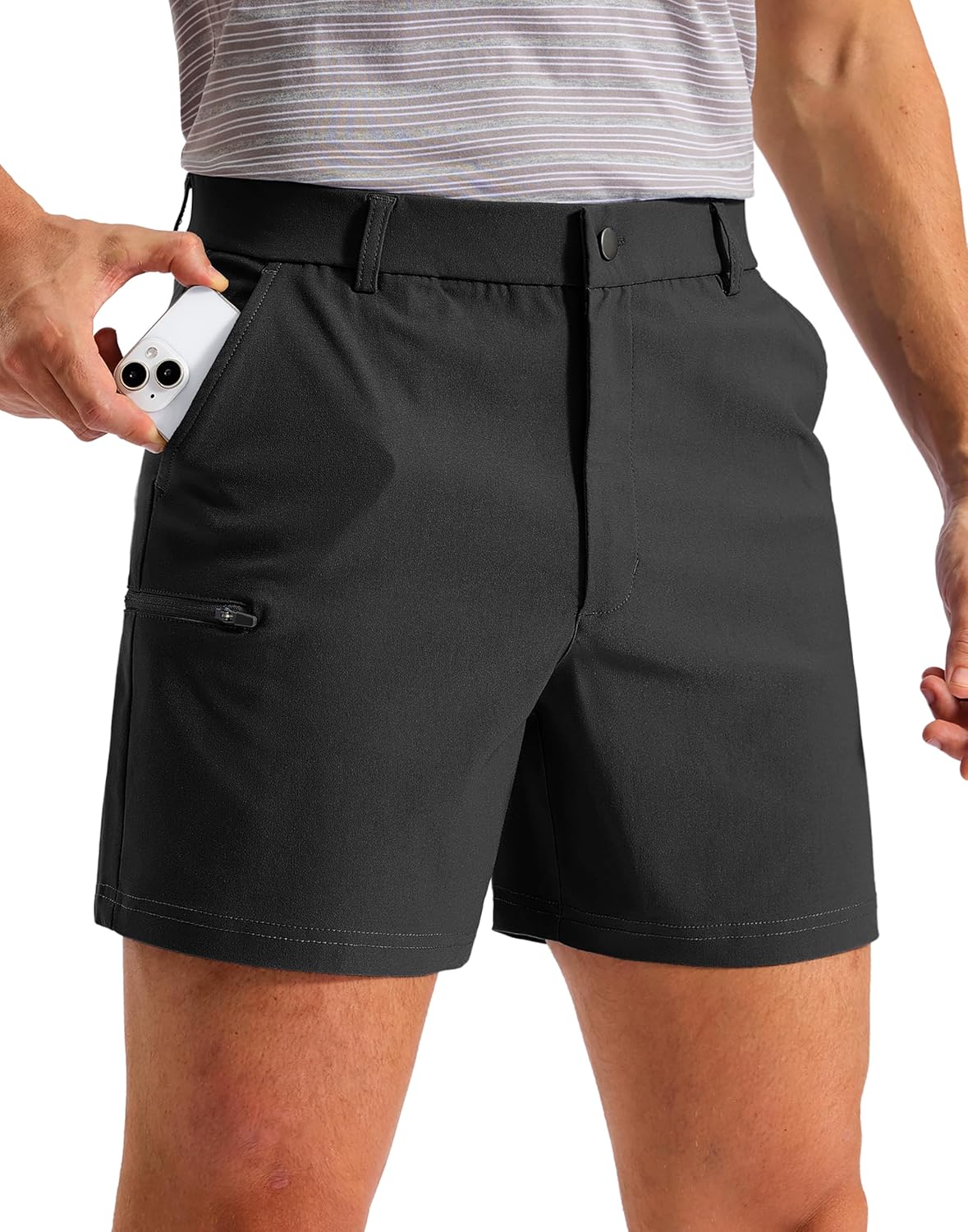 Pudolla Men's Casual Shorts 7/9 Inch Golf Shorts Stretch Dress Work Shorts for Men with 4 Pockets Quick Dry Lightweight
