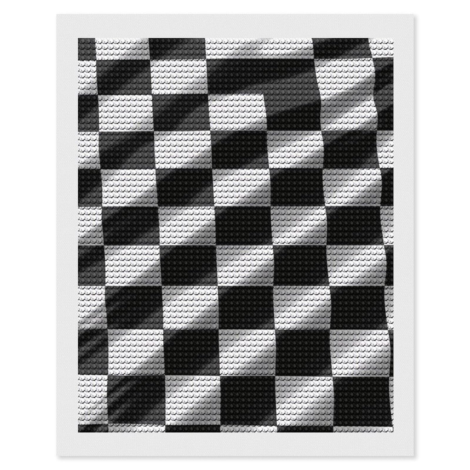 FodPand Checkerboard 5D Diamond Painting Kits for Adults Beginners Full Drill Round Diamond Dots Pictures Gem Art Supplies for Home Wall Room Decoration DIY Craft Set Gift 16x20