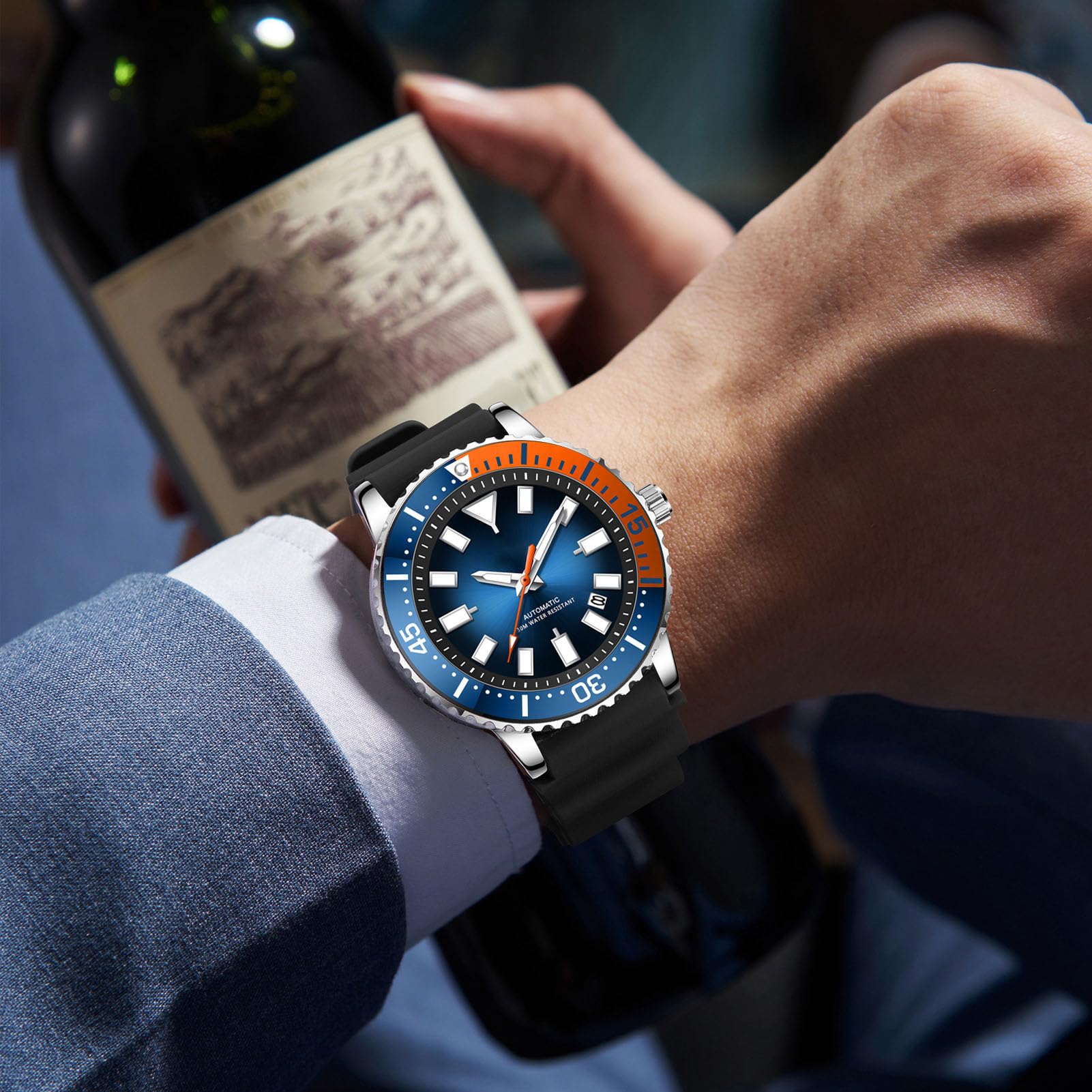 RIZGHWOY Reloj Cronógrafo de Lujo para Hombre, Resistente Al Agua, Movimiento Automático para Celebraciones, Eventos, 42 Mm