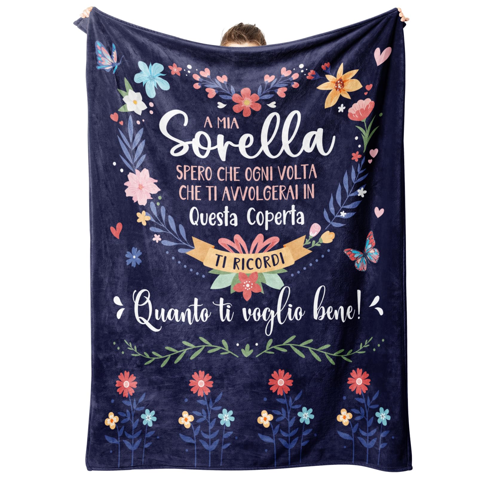 Niyewsor Regalo Sorella, Regali per Sorella Coperta, Regalo Sorella Compleanno, Regalo Migliore Sorella, Festa della Mamma Regalo per Amica Sorella, Coperta per Sorella 130 x 150cm