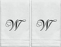 Vista 25 de Toallas de Punta con Monograma, Regalo Personalizado, 11 x 18 Pulgadas - Juego de 2 - Toalla Bordada Negra - Extra Absorbente 100% Algodón - Acabado