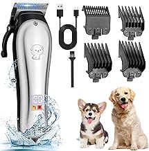 YAZEKY Tondeuses pour Chiens, Professionnelle Tondeuse Chien Poil Long Epais avec Ecran LCD et 4 Peignes de Limite, Tondeuses animaux à lame étanche, Toilettage pour Animaux de Compagnie Chat Chien