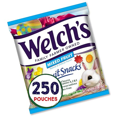 Welch's Bocadillos de frutas, dulces de Pascua para niños, rellenos perfectos de cesta de Pascua, sin gluten, paquete a granel, frutas mixtas, 0.5