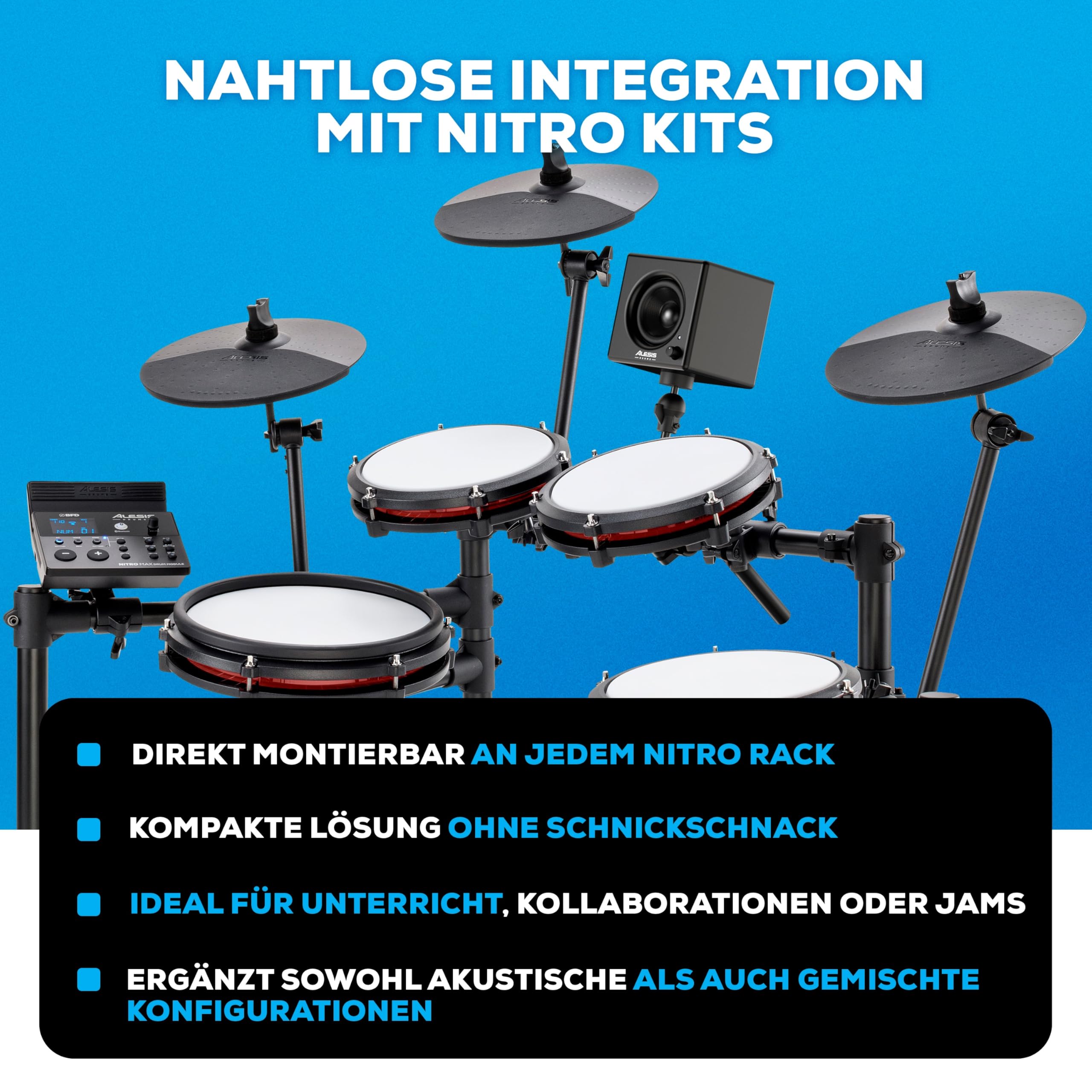 Alesis Nitro Amp 70W 3" Compact E-Drum Monitor Speaker Rack-Montage