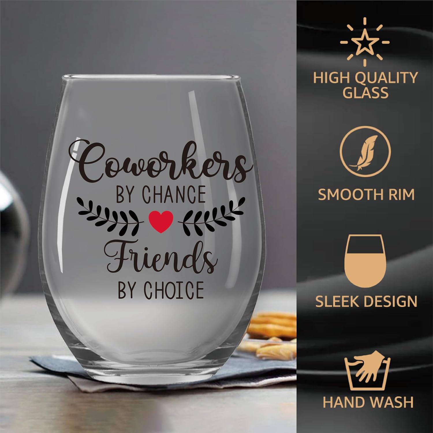 Coworkers By Chance Friends By Choice Wine Glass with Gifts Box, Funny Coworker Farewell Gifts for Colleague Friend, Leaving Farewell Birthday Valentines Retirement Gifts for Work Friend - Image 4