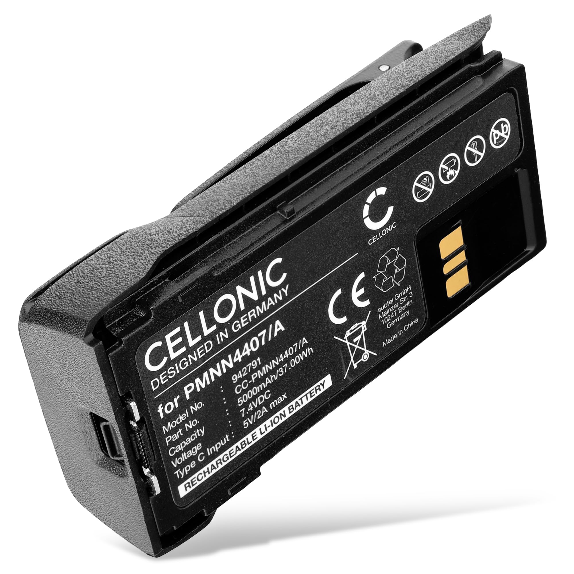 CELLONIC 1x Akku kompatibel mit Motorola R7, R7A, PMNN4407 | 1x, (5000mAh-7.4V-Lithium-Ionen), Funkgerät Akku, für Motorola PMNN4808A, R7A, PMNN4407A, PMNN4807, PMNN4808, PMNN4810A