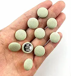 Botões de haste cobertos de tecido acetinado de 15 mm, botões redondos de costura para vestidos de noiva, ternos, smoking, estofados, casacos, jaquetas, jeans, blusas e roupas DIY, verde