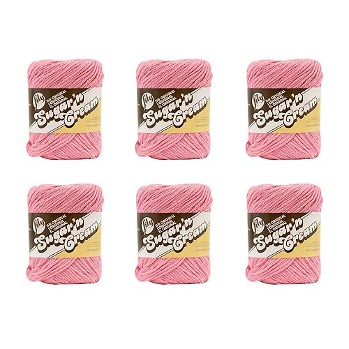 Lily Sugar'N Cream Rose Pink Yarn - 6 Pack of 71g/2.5oz - Cotton - 4 Medium (Worsted) - 120 Yards - Knitting/Crochet