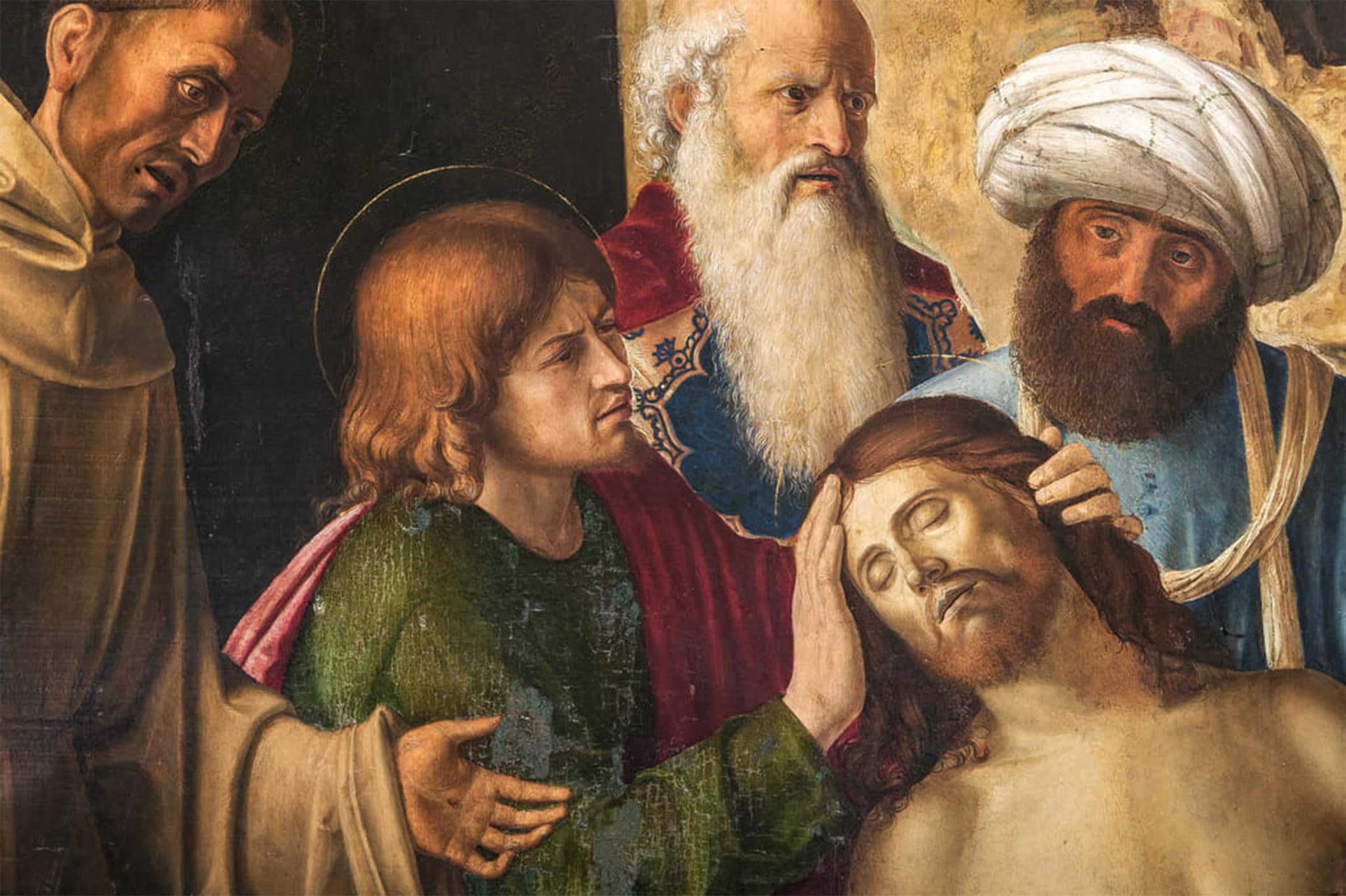 ARTXLXXBN Famous Painting Canvas Artwork Graffiti Print Lamentation of Christ Detail of by Battista Cima Da Conegliano Portrait Canvas Image for Home Decor 60x90cm