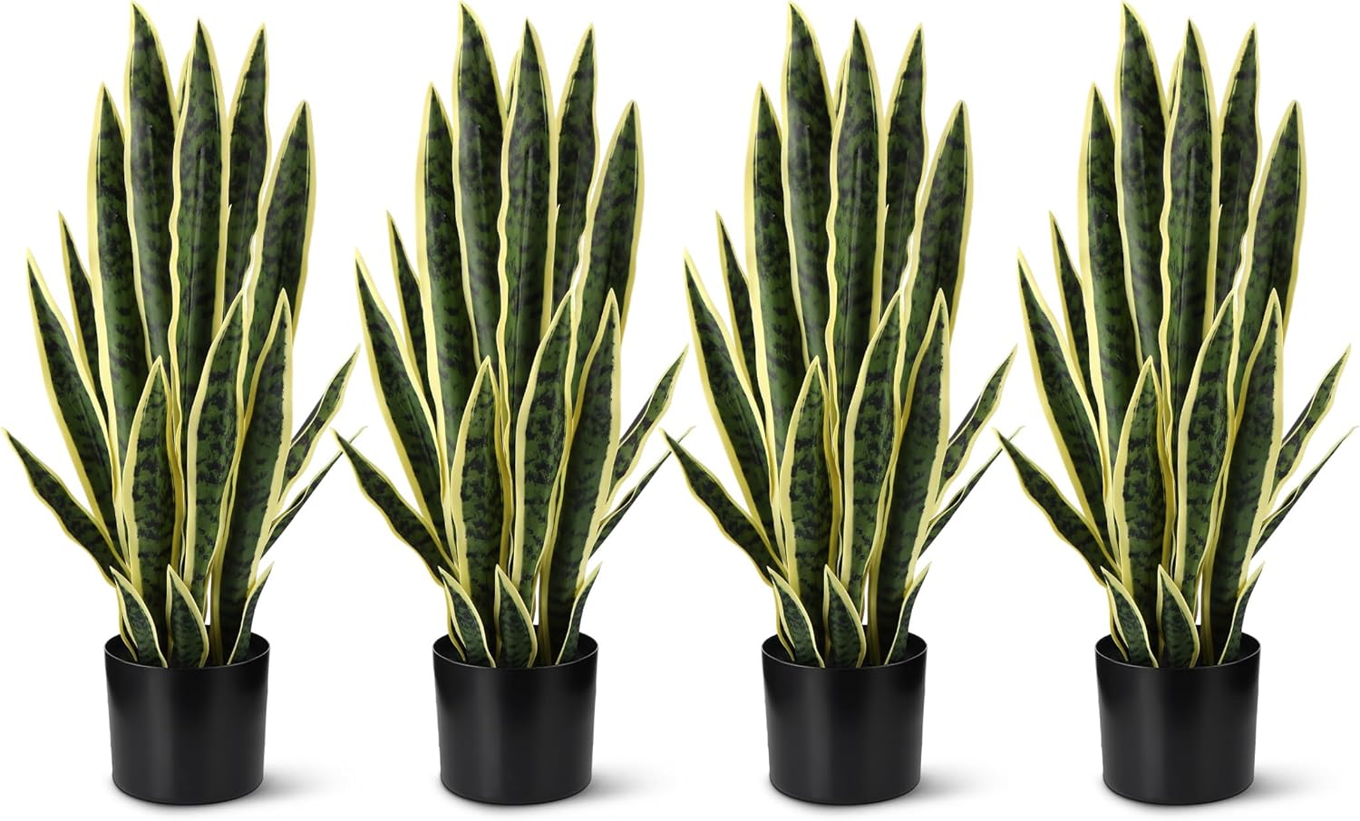 Crowye 4 Pack 2.25 Ft Tall Artificial Snake Plant Faux Sansevieria Plant Large Fake Snake Bulk in Pot for Home Office Housewarming Gift 4 27 Inch