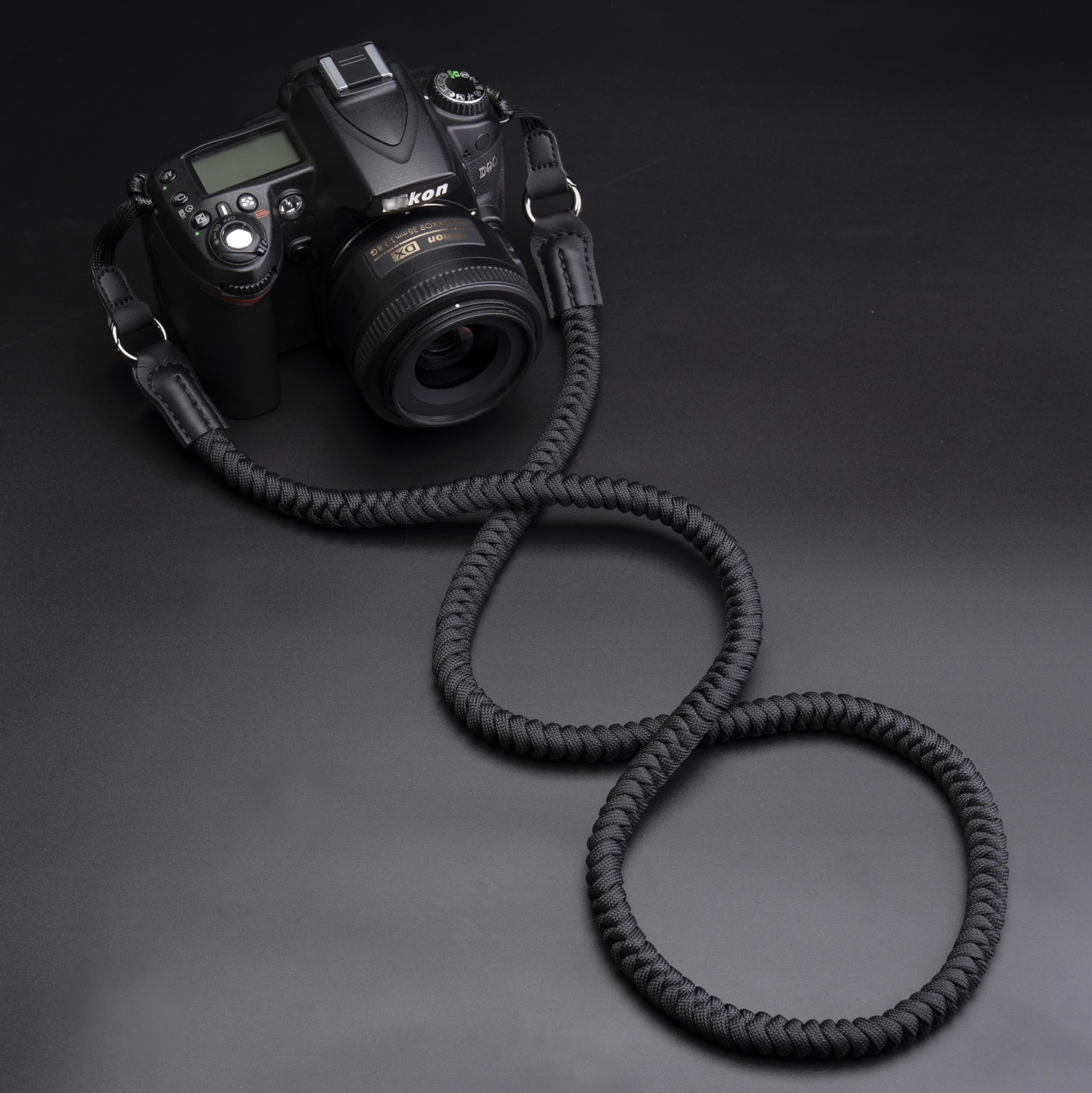 VKO Camera Strap, Quick Release Shoulder Strap, Paracord Woven Portable DSLR SLR Camera Neck Strap (Black) - Image 2