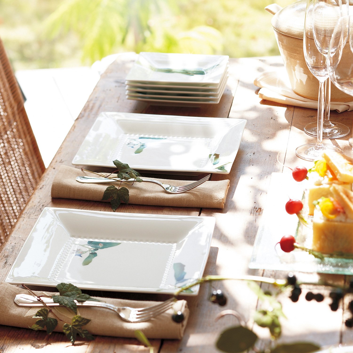 ノリタケ スクエア プレート 19cm 雲母唐長 角つなぎ ノリタケ