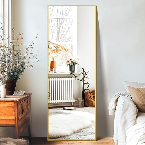 Miniatura 4 de Espejo de pie de longitud completa, espejo de piso grande de 15 x 56 pulgadas con marco de aluminio para puerta, dormitorio, baño, sala de estar