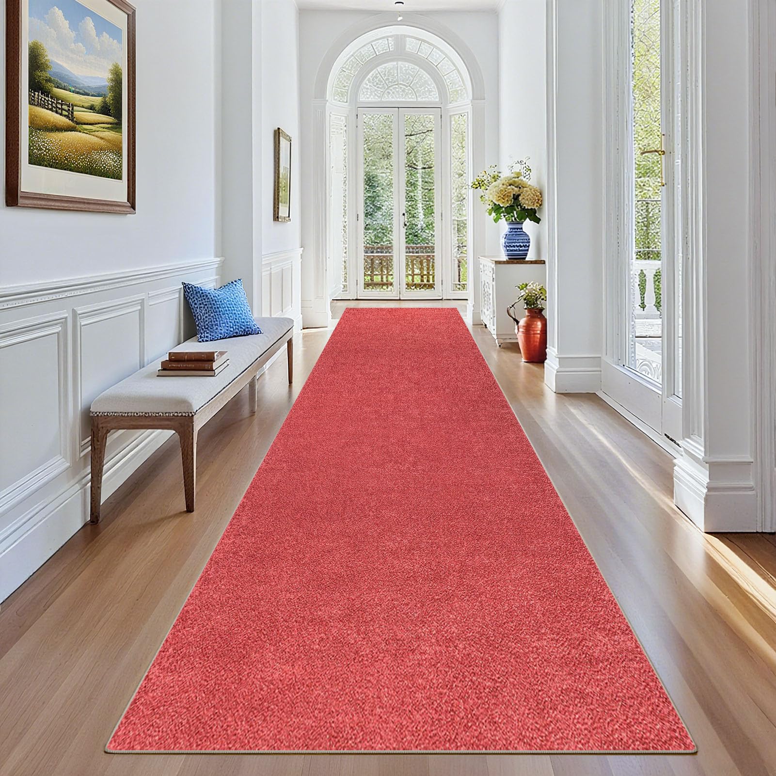 Dywan kuchenny 70 x 150 cm antypoślizgowy zmywalny dywanik wejściowy korytarz korytarz korytarz wąskie dywaniki do kuchni sypialni czerwony