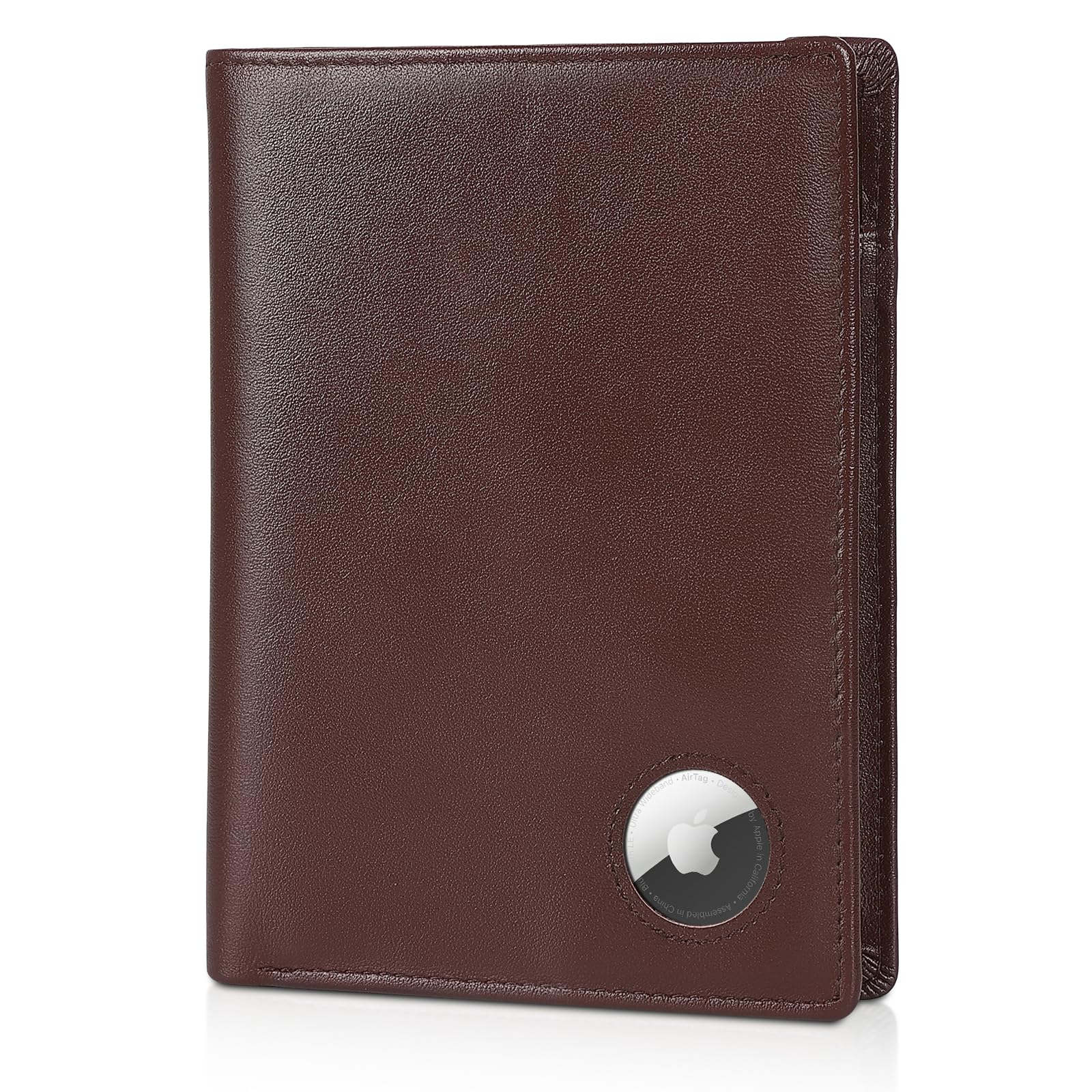 Polare Luxury RFID Blocking Leather Passport Holder Travel Wallet For Men and Women (Coffee with AirTag Slot)