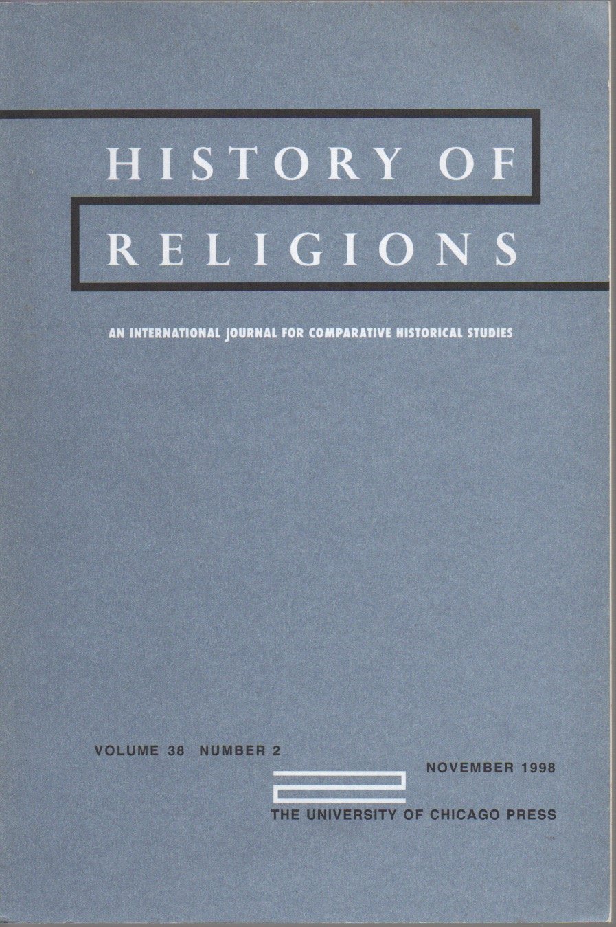 History of Religions An International Journal for Comparative