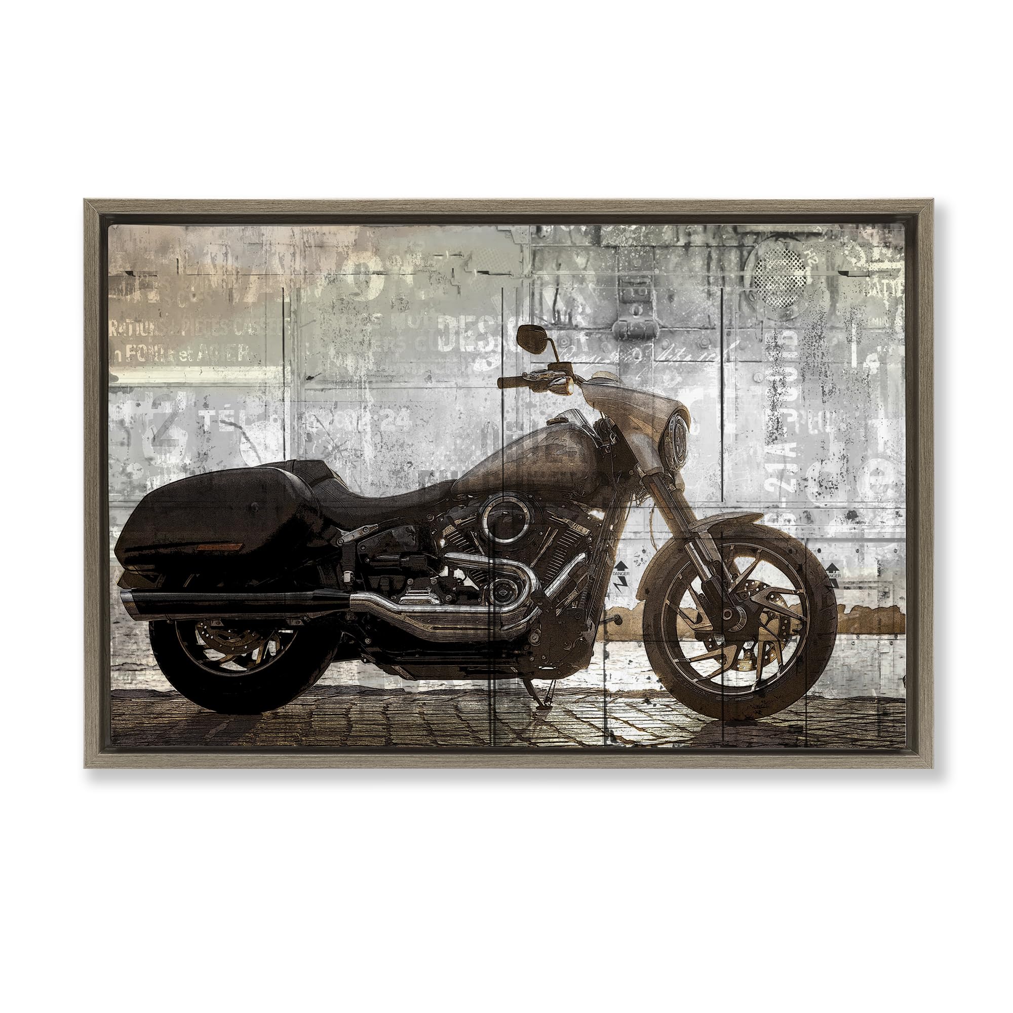 Stupell Industries Montalcino Elm (Textured) Motorcycle Sunset Ride Retro, 20 X 30 Inch Canvas In Floater Frame