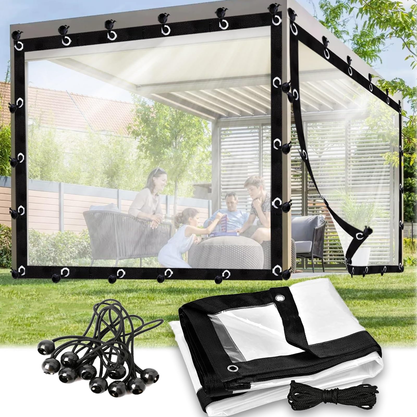 Bâche en vinyle transparent pour protéger le jardin du vent et de la neige